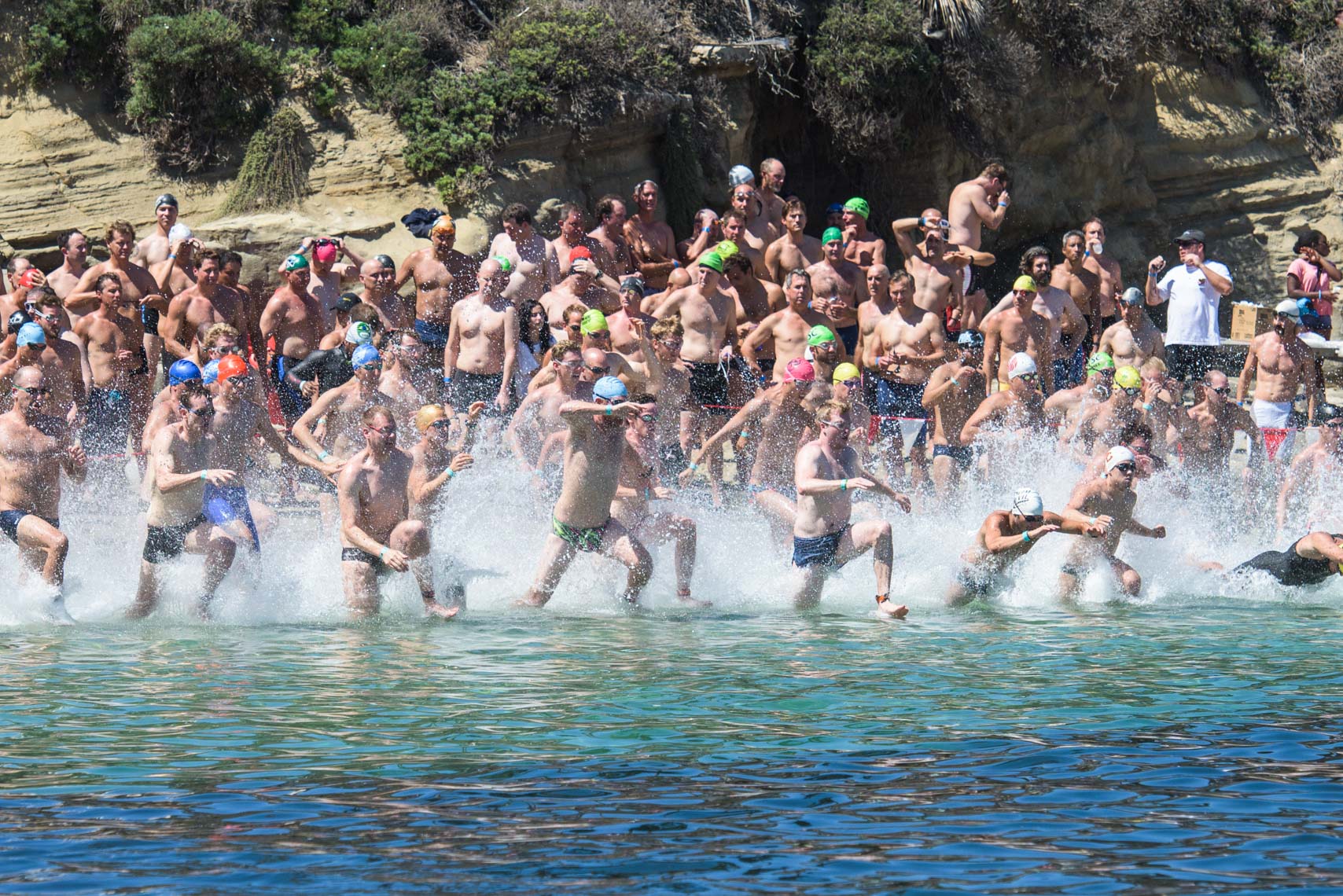open water swimming stock image